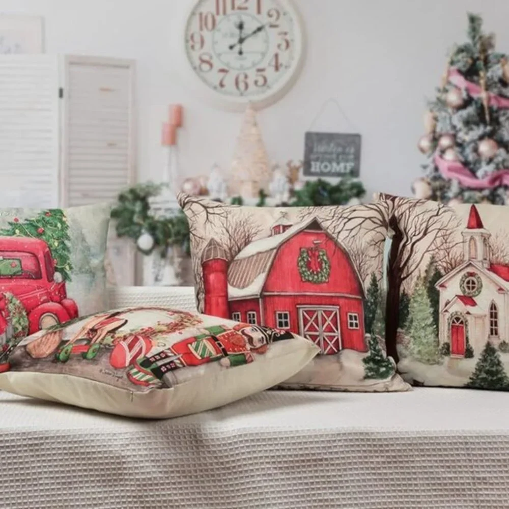 Christmas Decorations Christmas Pillow‎ Cushion Covers 18 x 18 Inches Set of 4